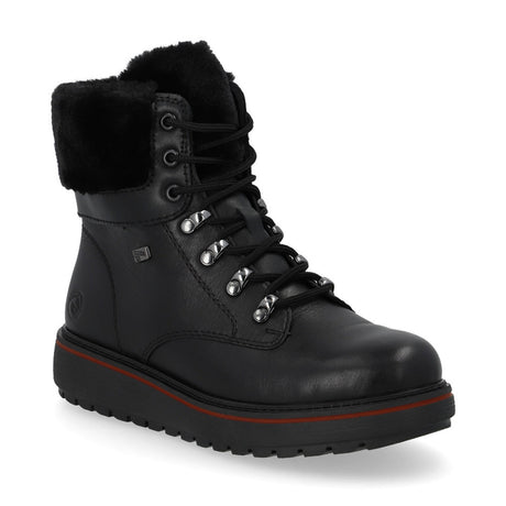 Remonte D0U70 Women's Lace Up Boots, fur lined winter boots, lace up closure durable waterproof exterior. Style #D0U70-01