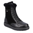 Remonte D0U76 Suede Lace Up Women's Boots, lace up winter oots fur lined, durable waterproof leather exterior. Style #D0U76-01