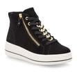 Remonte D1C70 Women's Suede Sneaker Boot, Lace up front with chain details, side zipper for easy on and off, platform base. Style #D1C70-02