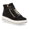Remonte D1C70 Women's Suede Sneaker Boot, Lace up front with chain details, side zipper for easy on and off, platform base. Style #D1C70-02
