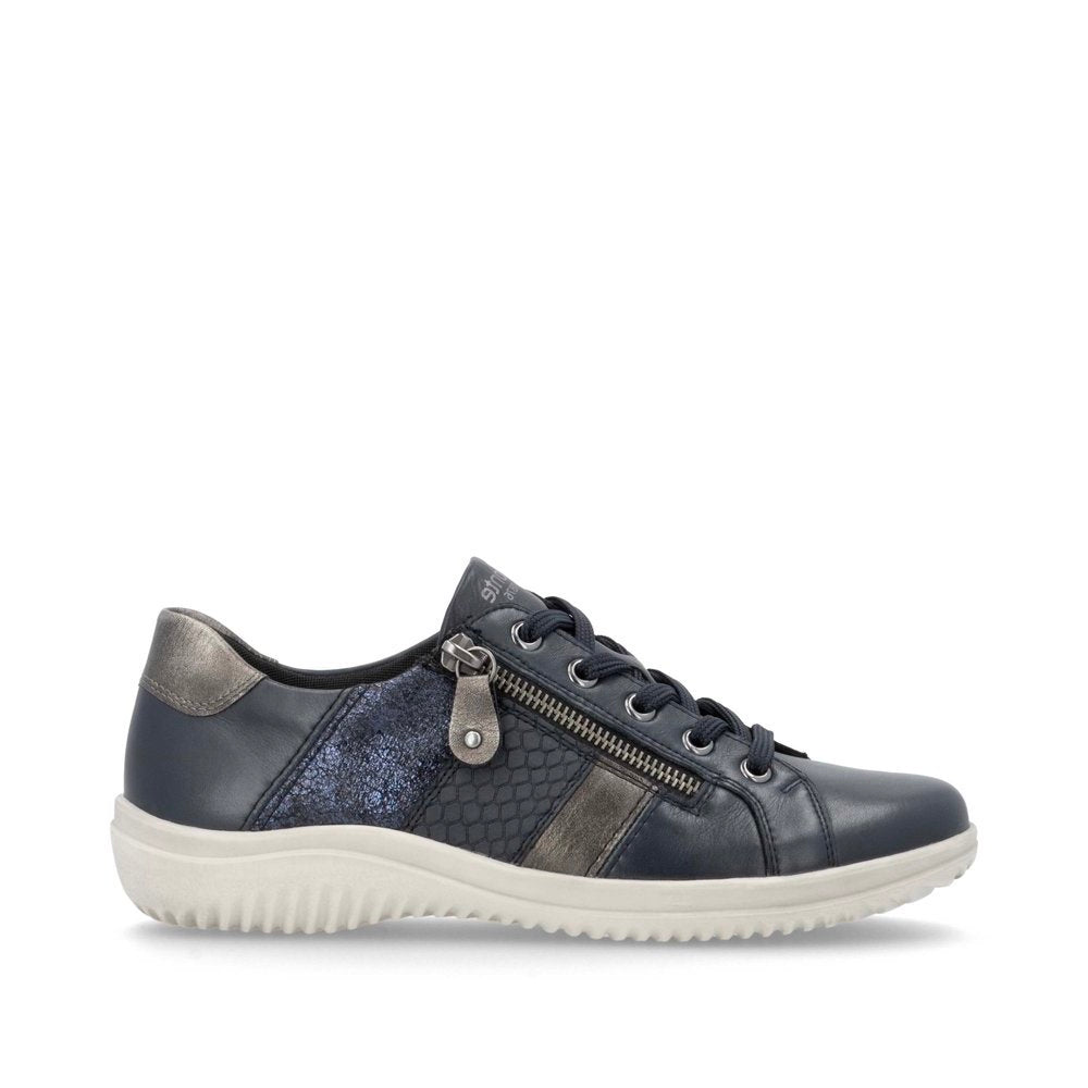 Remonte D1E00 Women's Side Zip Sneaker in Night Blue