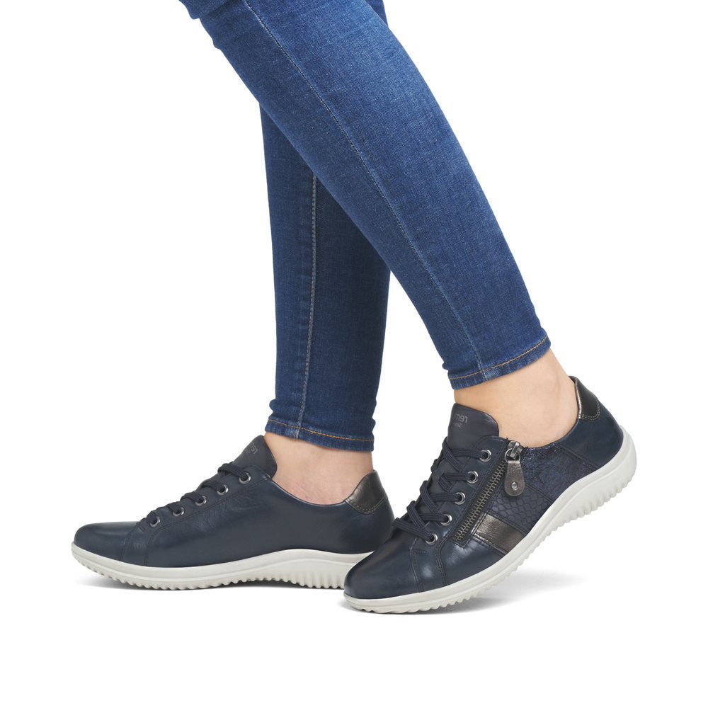 Remonte D1E00 Women's Side Zip Sneaker in Night Blue