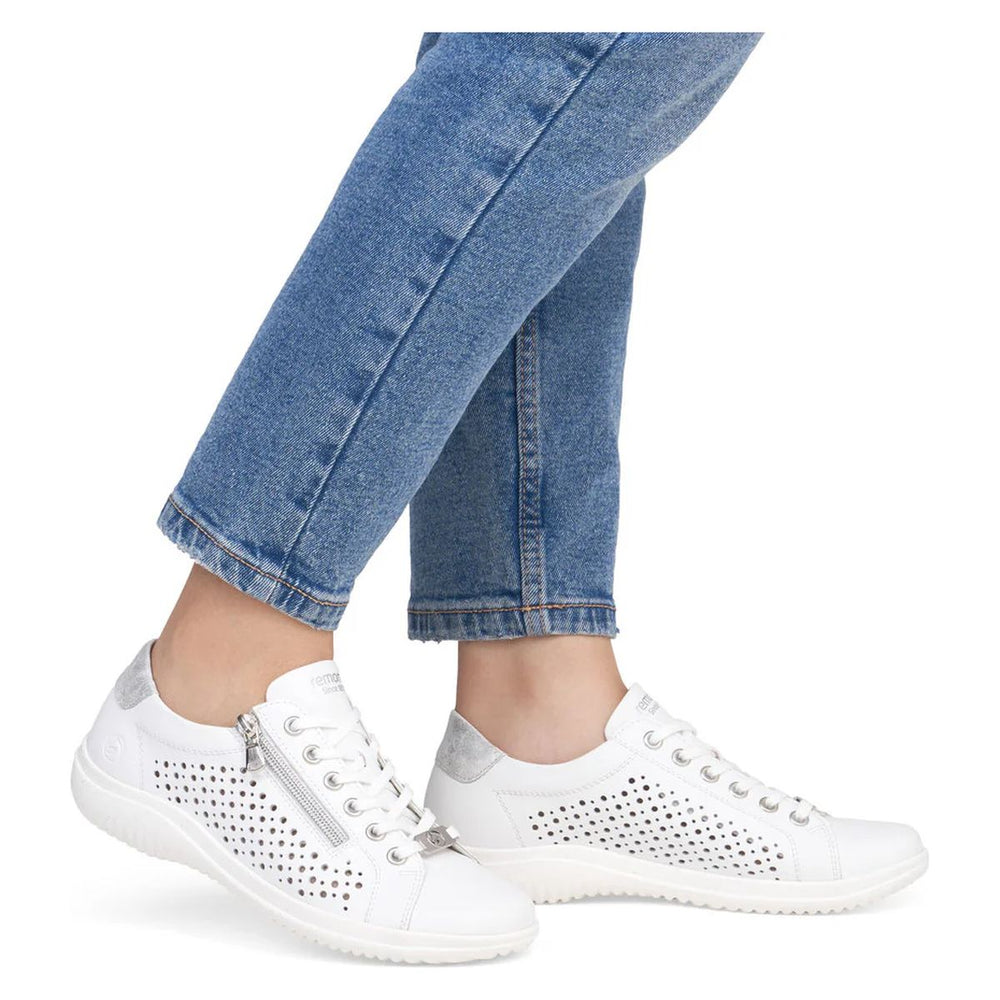 Remonte D1E08 Women's Perforated Real Leather Shoes in White