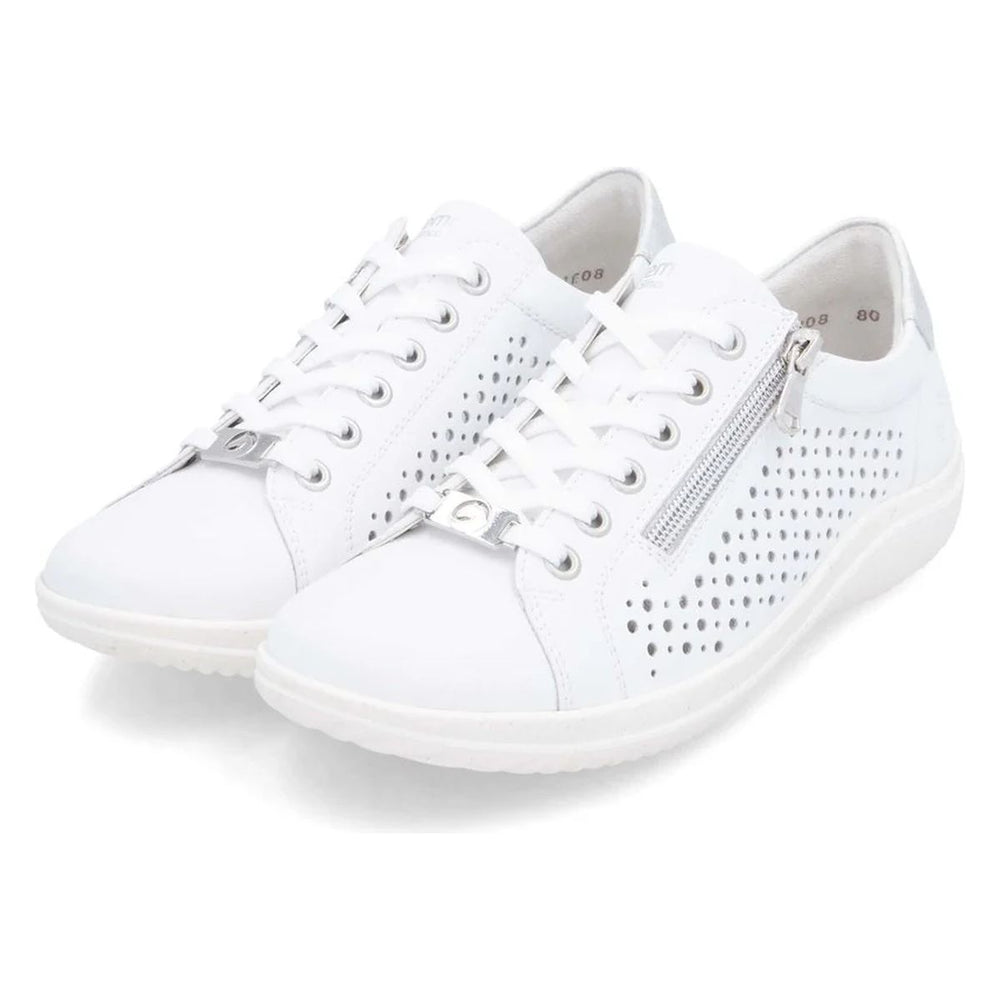 Remonte D1E08 Women's Perforated Real Leather Shoes in White