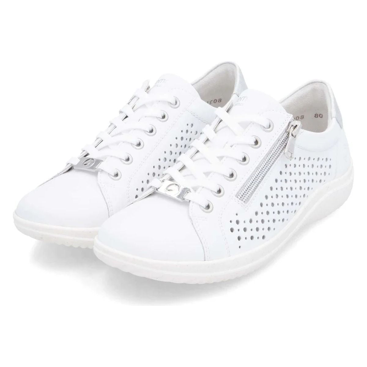 Remonte D1E08 Women's Perforated Real Leather Shoes in White