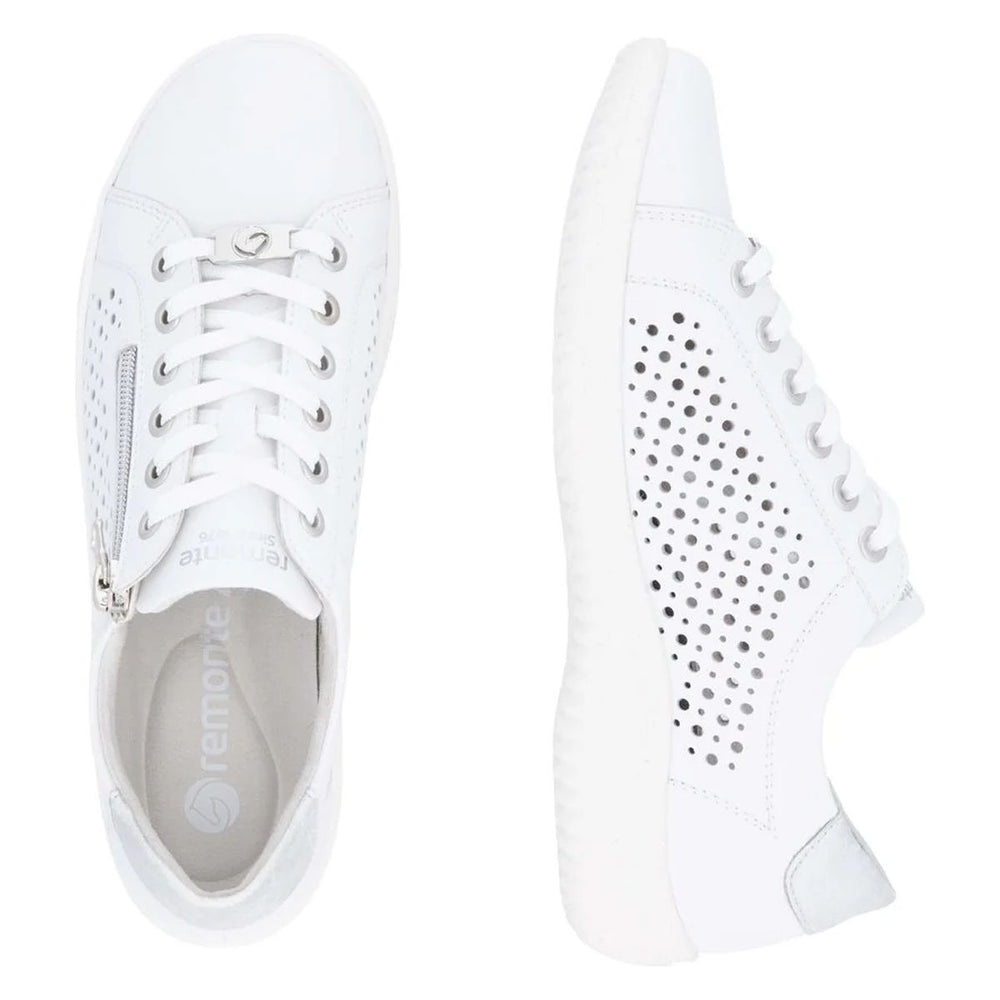Remonte D1E08 Women's Perforated Real Leather Shoes in White