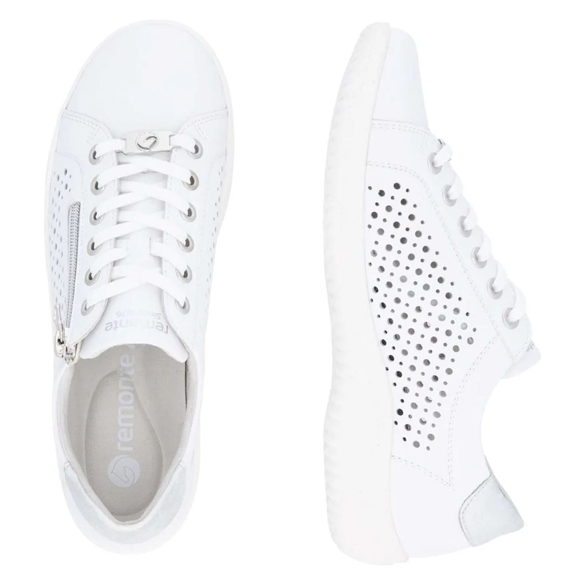 Remonte D1E08 Women's Perforated Real Leather Shoes in White