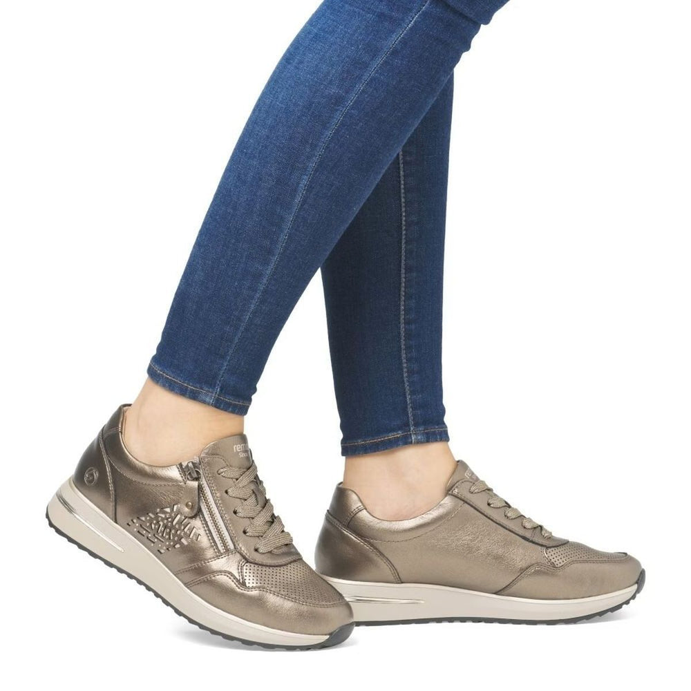 Remonte D1G00 Women's Zip Sneaker in Bronze