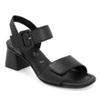 Remonte D1K51 Women's Strap Heel Sandals, block heel sandas in premium smooth black leather, velcro and buckle closure. Style #D1K51-00