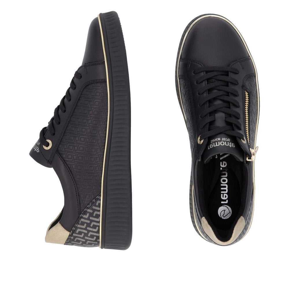 Remonte D2E00 Women's Side Zip Sneakers in Black