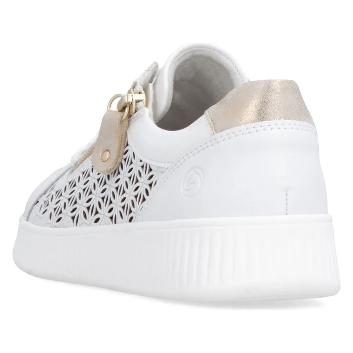 Remonte D2E03 Women's Side Zip Sneaker in White