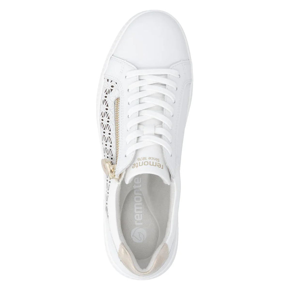 Remonte D2E03 Women's Side Zip Sneaker in White