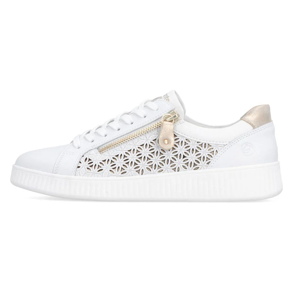 Remonte D2E03 Women's Side Zip Sneaker in White