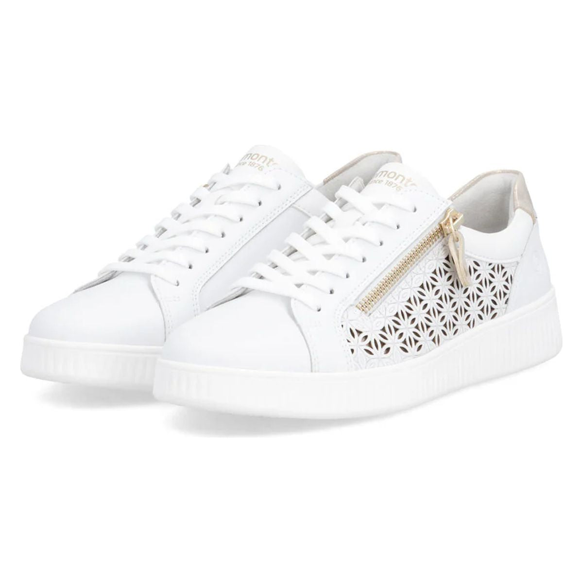 Remonte D2E03 Women's Side Zip Sneaker in White