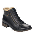 Remonte D4372 Midnight Women's Lace Up Boots, black leather winter boots with insulated interior and side zipper. Style #D4372-12