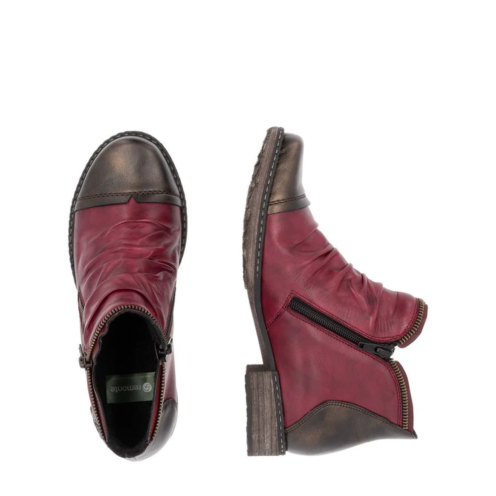 Remonte D4380 Women's Zip Ankle Boot in Vino