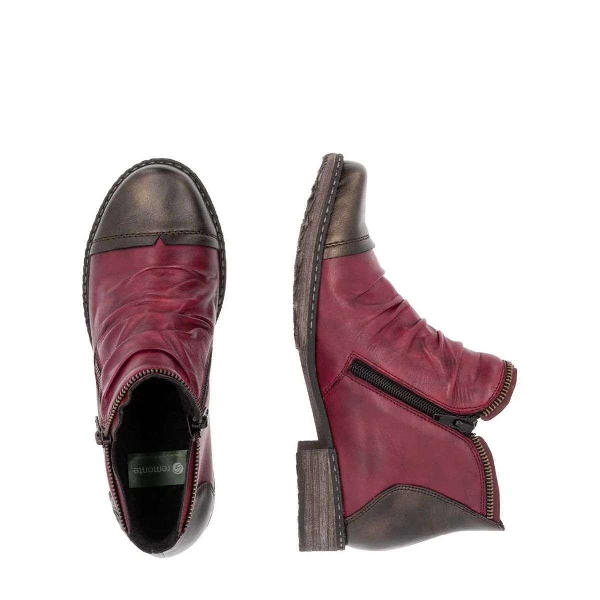 Remonte D4380 Women's Zip Ankle Boot in Vino