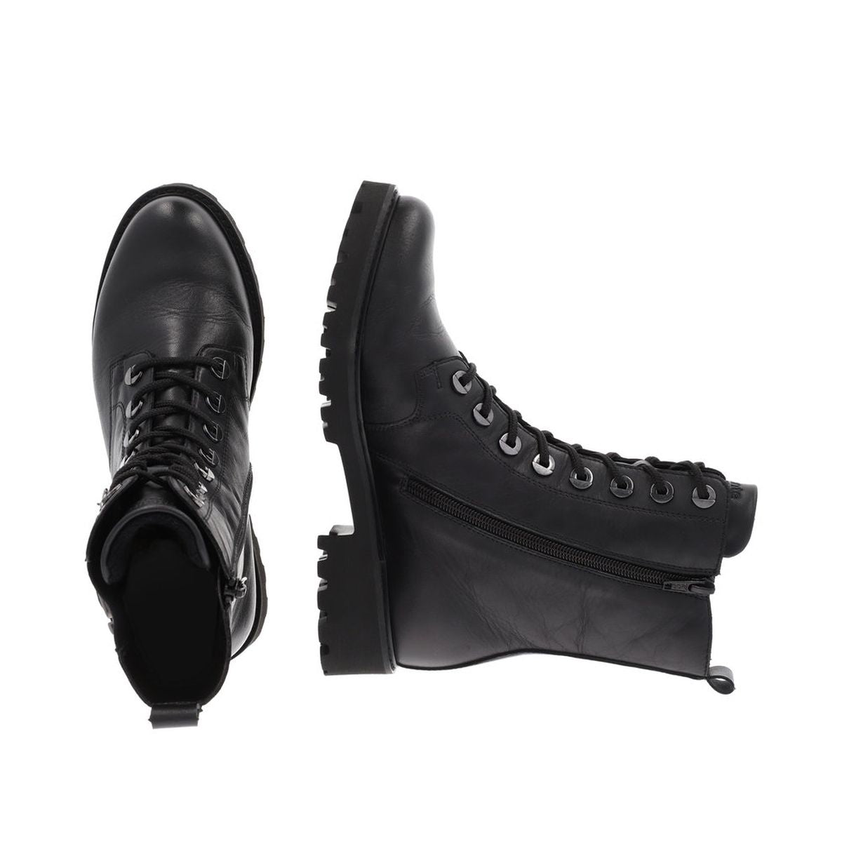 D8668 Black Biker Boots