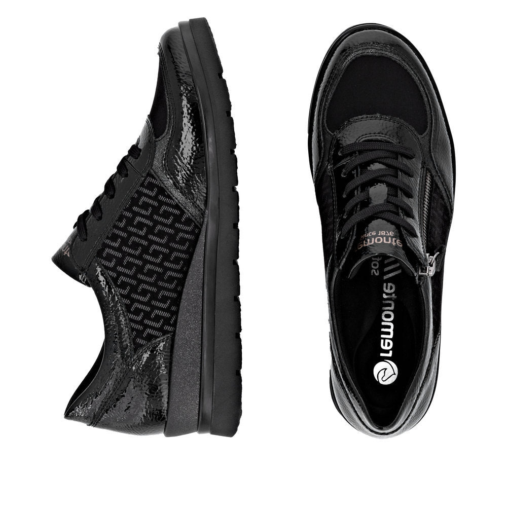 Remonte R0701 Women's Side Zip Sneakers in Black