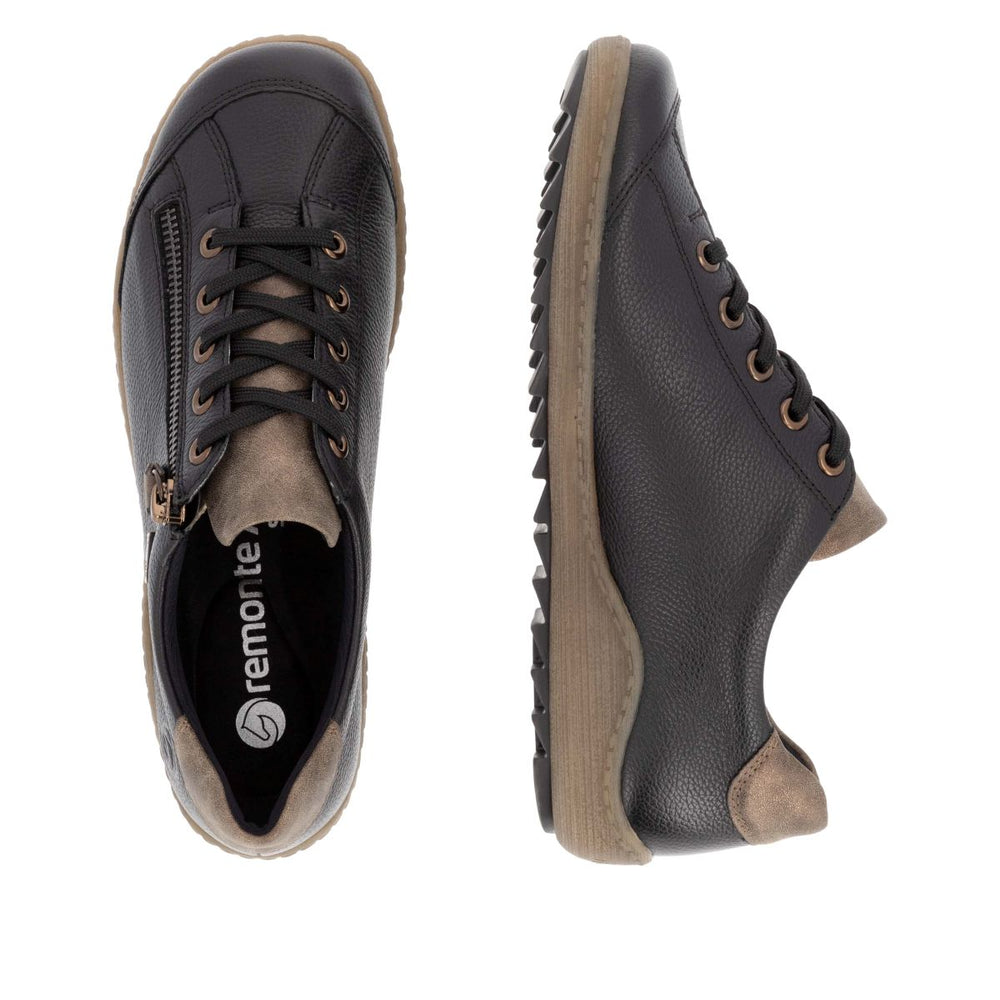 Remonte R1402 Women's Lace Zip Shoe – Black Brown