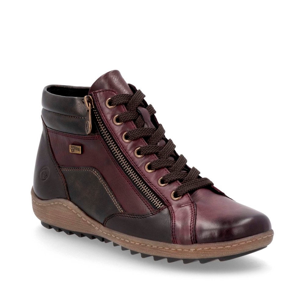 Remonte R1458 Women's Lace Up Boot in Red