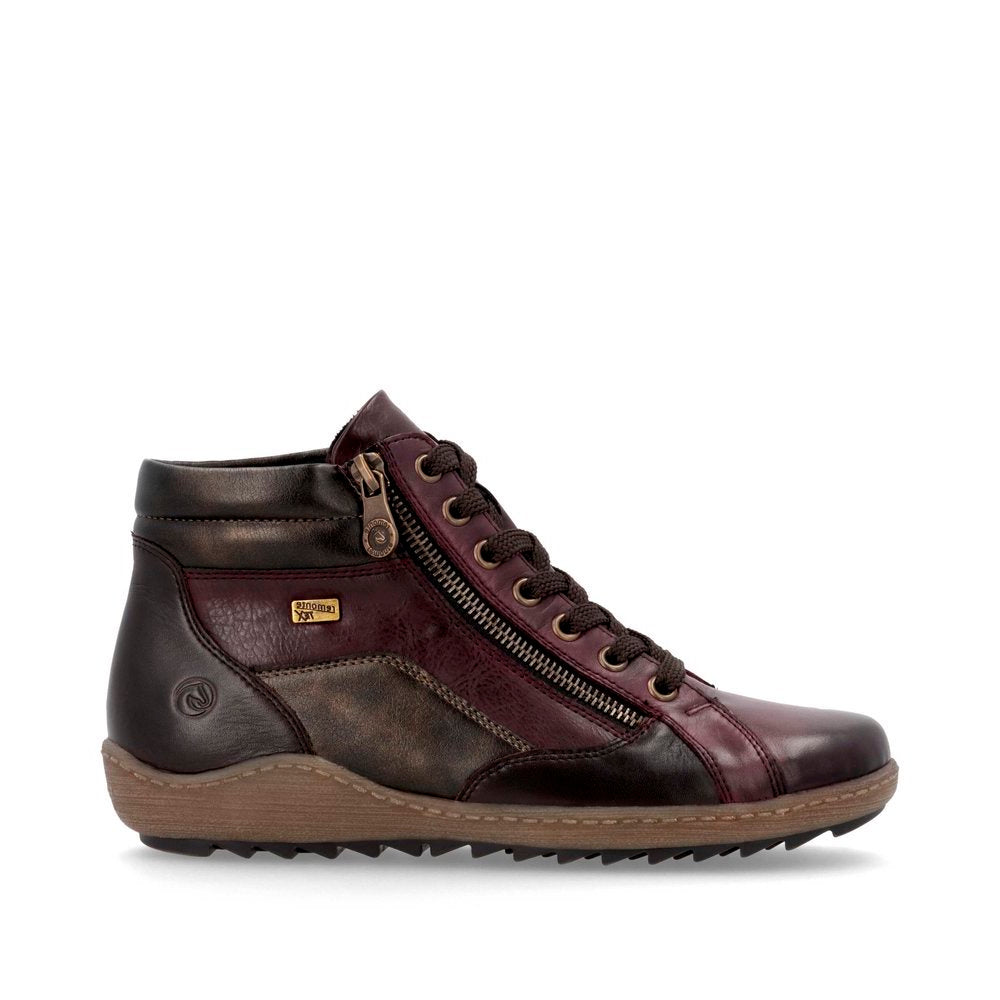 Remonte R1458 Women's Lace Up Boot in Red