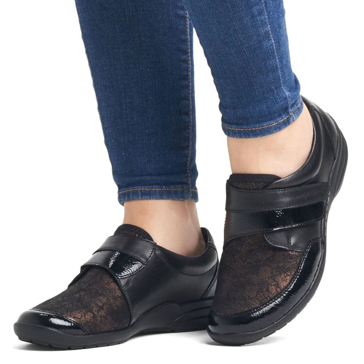 Remonte R7600 Women's Slip On Shoe in Black Patent