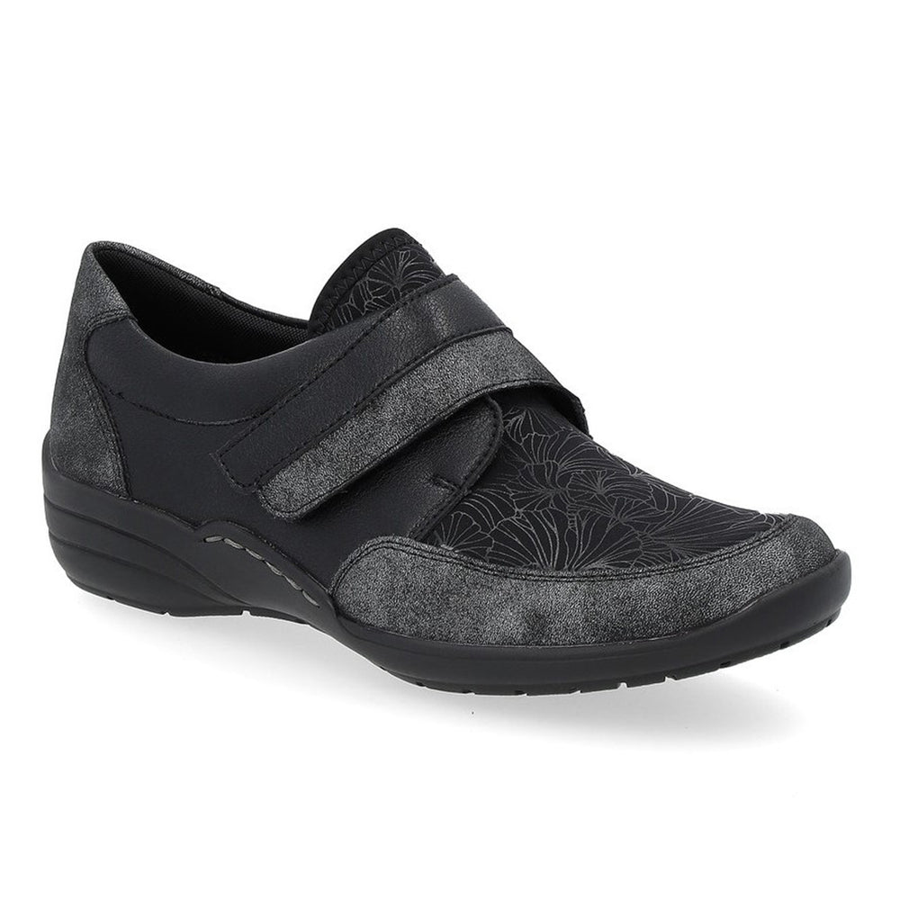 Remonte R7600 Women's Slip On Shoe, flower pattern shoes with velcro closure strap. all day comfort walking shoes.  Style #R7600‑05