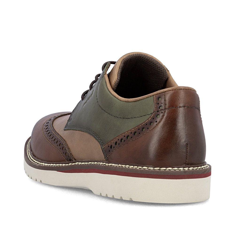 Rieker 04504 Men's Lace Up Wide Shoe in Brown Combination