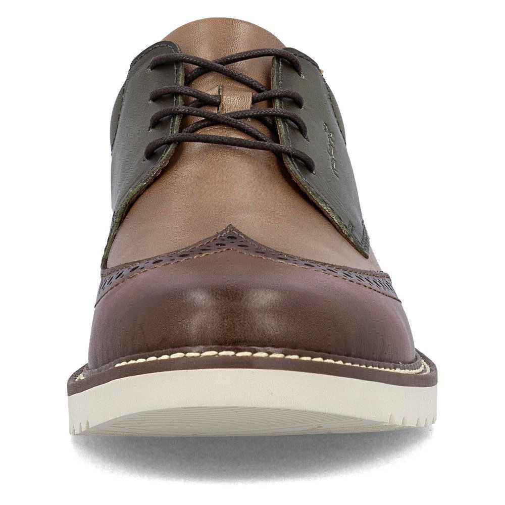 Rieker 04504 Men's Lace Up Wide Shoe in Brown Combination