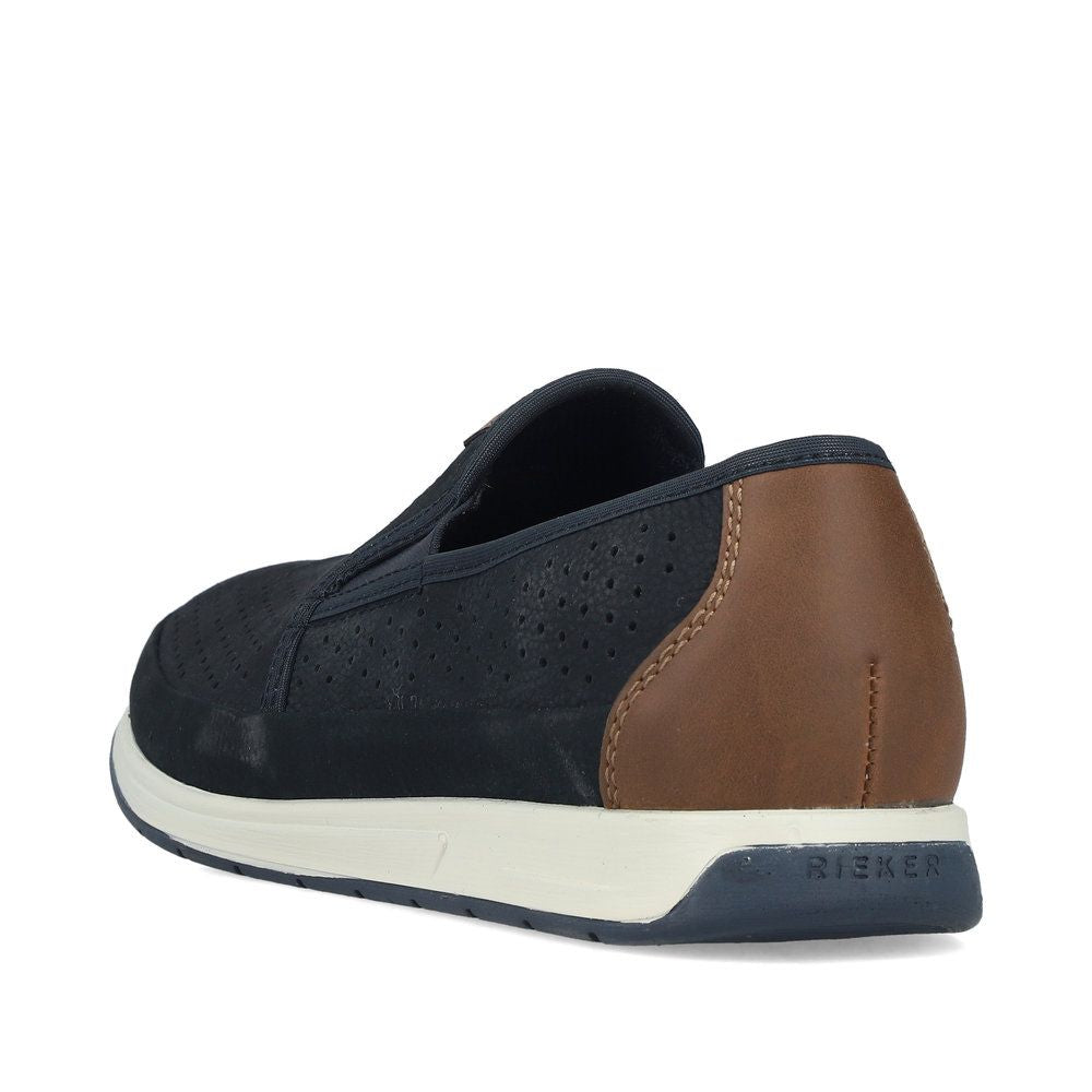 Rieker 11955 Men's Real Leather Shoes in Blue