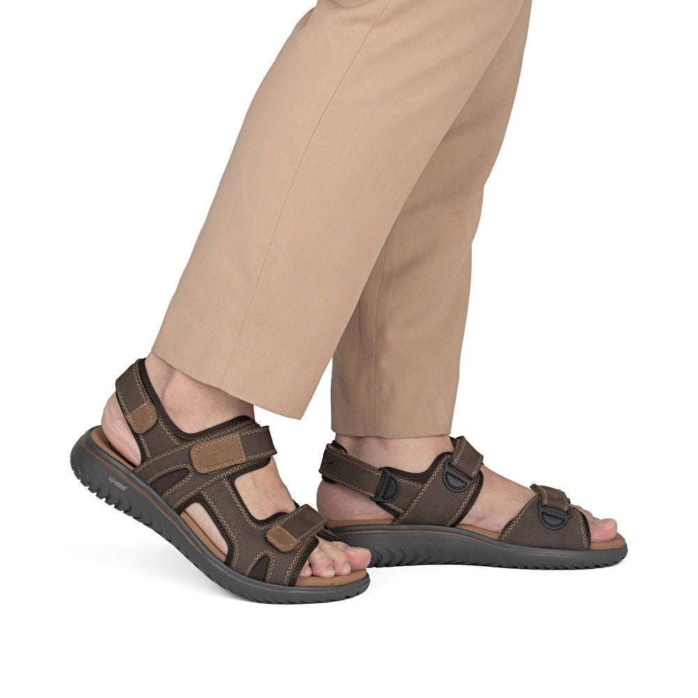 Rieker 26450 Men's Real Leather Sandals in Brown