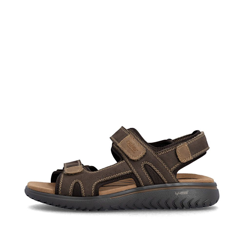 Rieker 26450 Men's Real Leather Sandals in Brown
