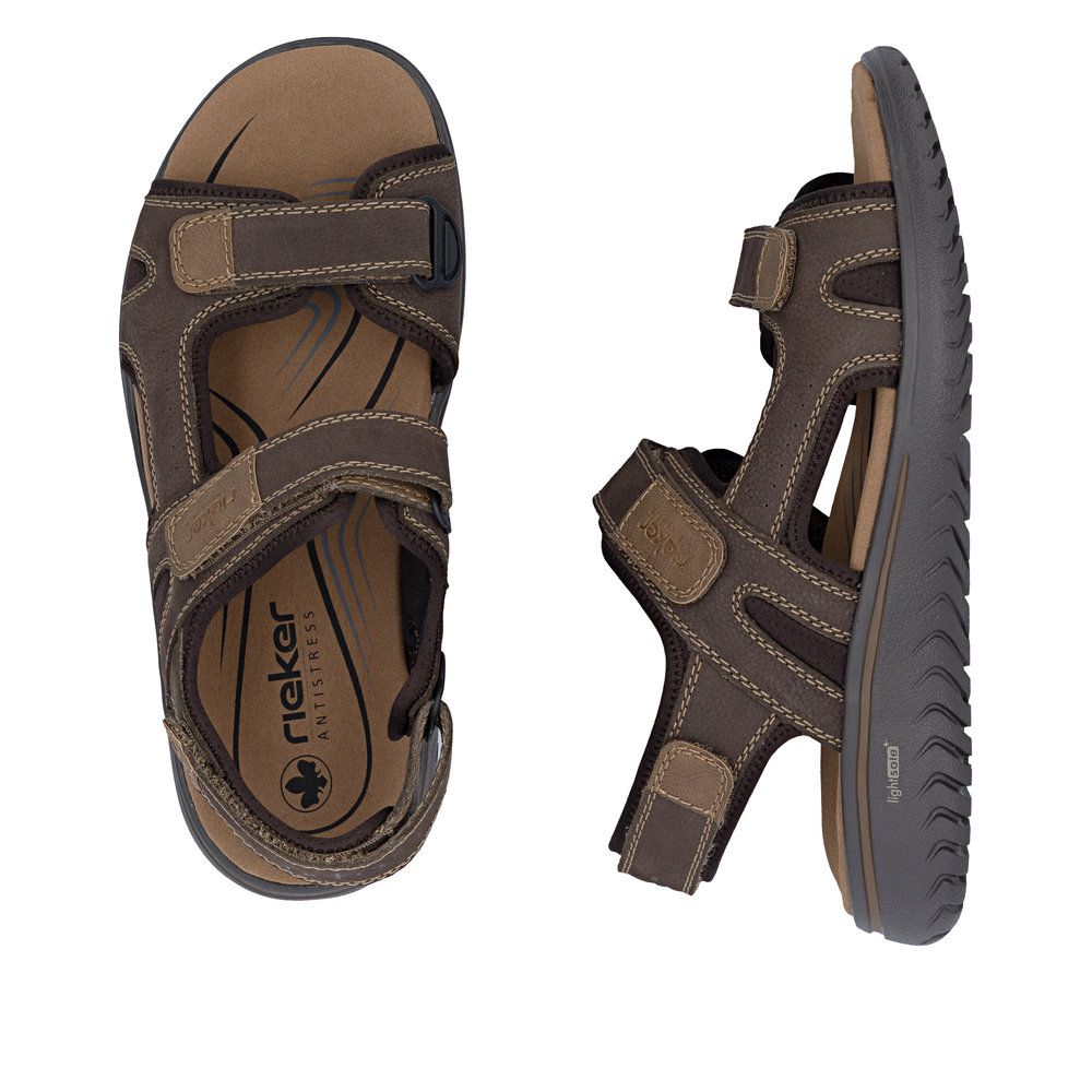 Rieker 26450 Men's Real Leather Sandals in Brown