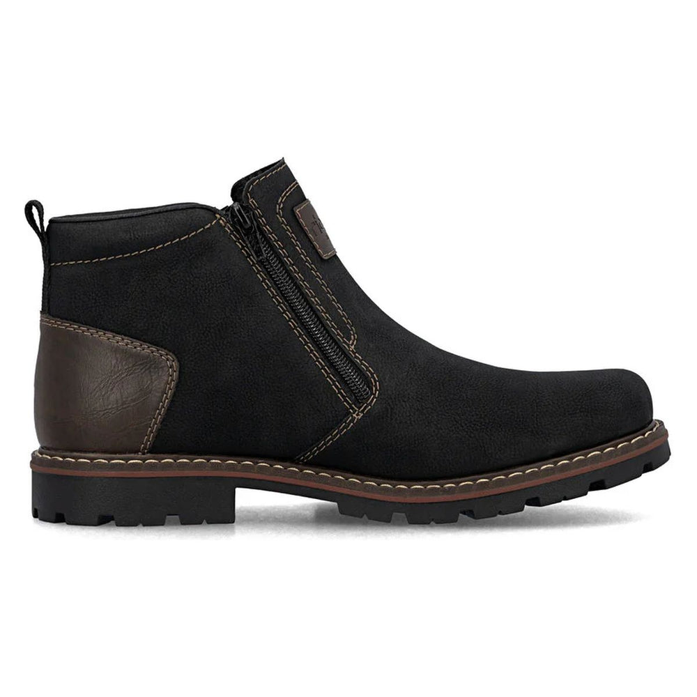 Rieker 37770 Men's Zip Up Ankle Boot in Black