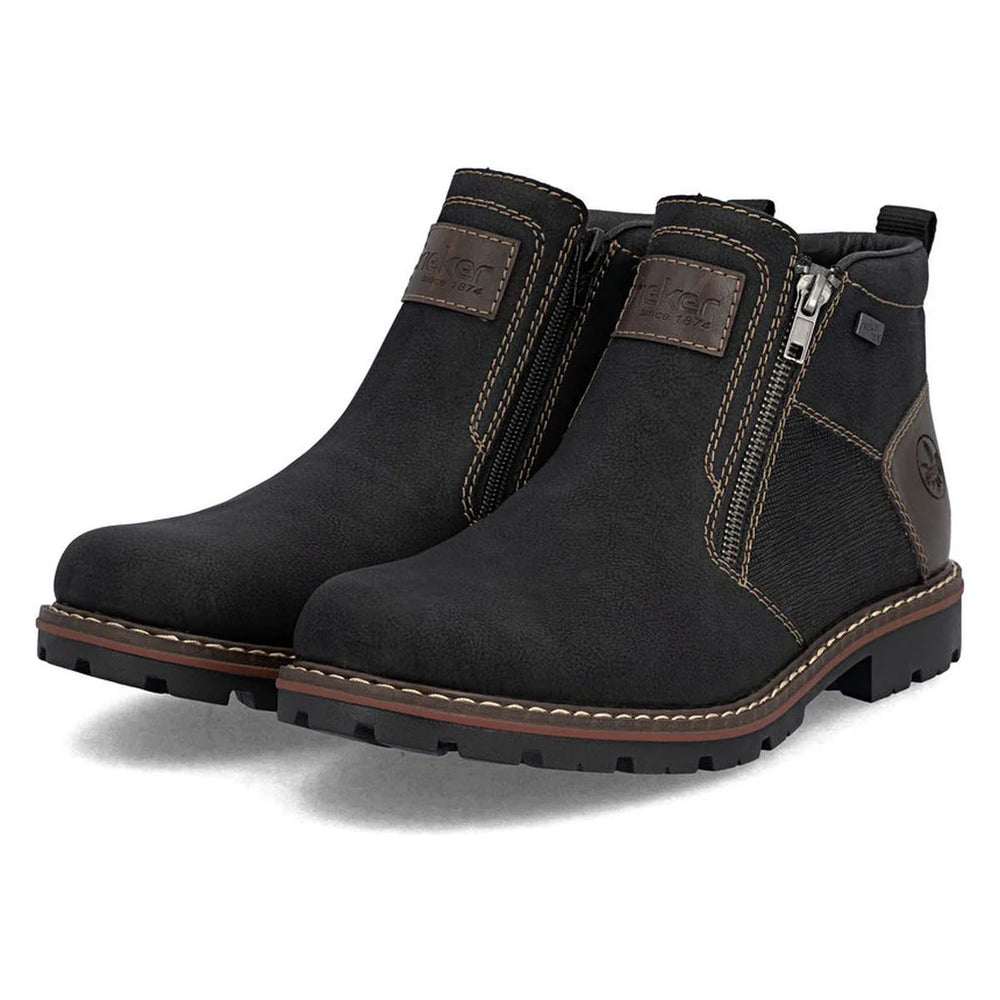 Rieker 37770 Men's Zip Up Ankle Boot in Black
