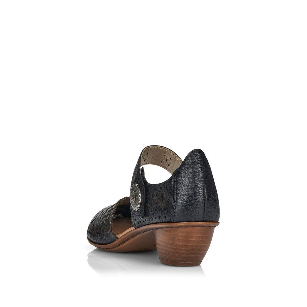 Rieker 43753-00 Women’s Alula Leather Strap Summer Shoes Black