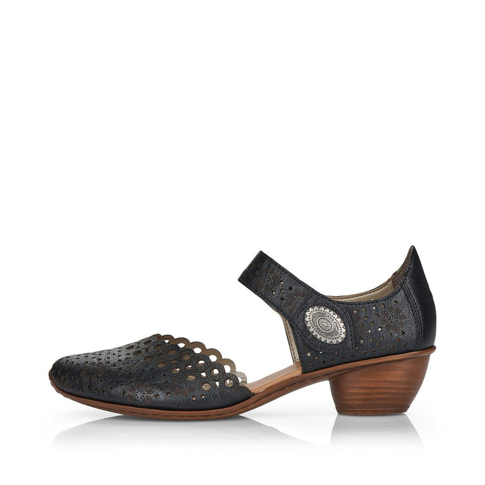 Rieker 43753-00 Women’s Alula Leather Strap Summer Shoes Black
