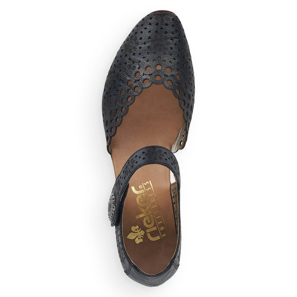 Rieker 43753-00 Women’s Alula Leather Strap Summer Shoes Black