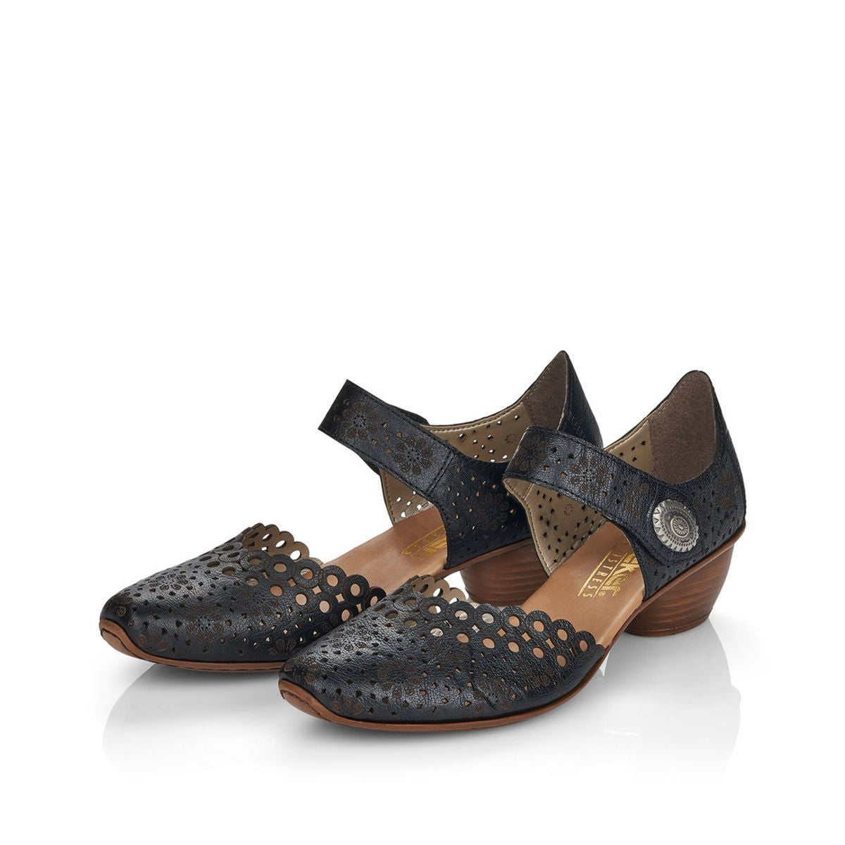 Rieker 43753-00 Women’s Alula Leather Strap Summer Shoes Black