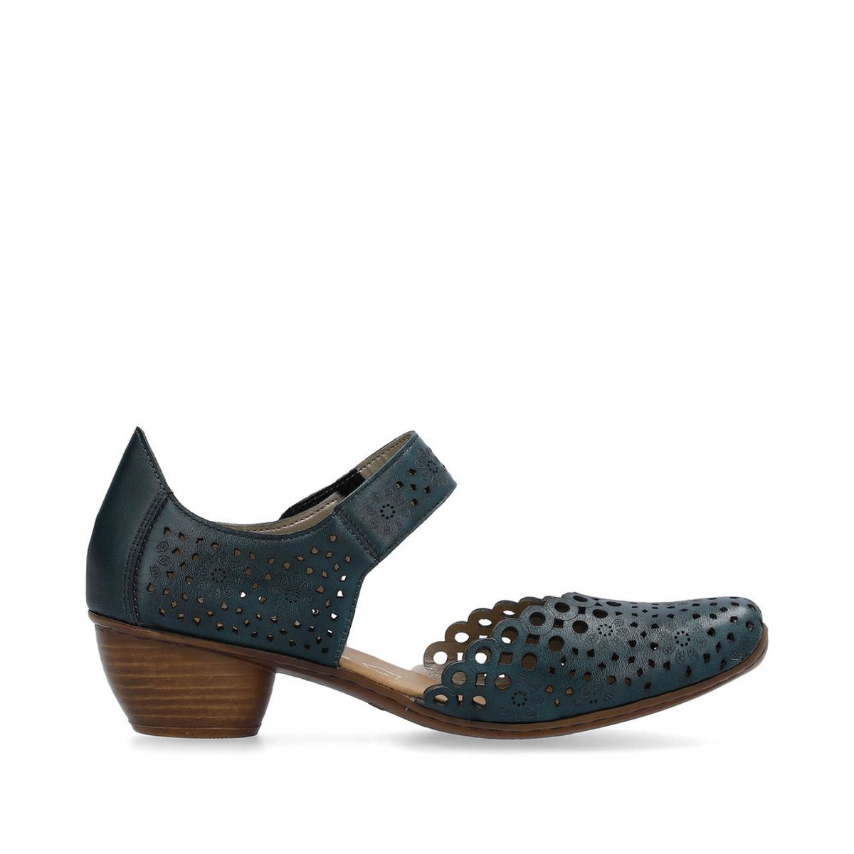 Rieker 43753-13 Women’s Alula Leather Strap Summer Shoes Petrol