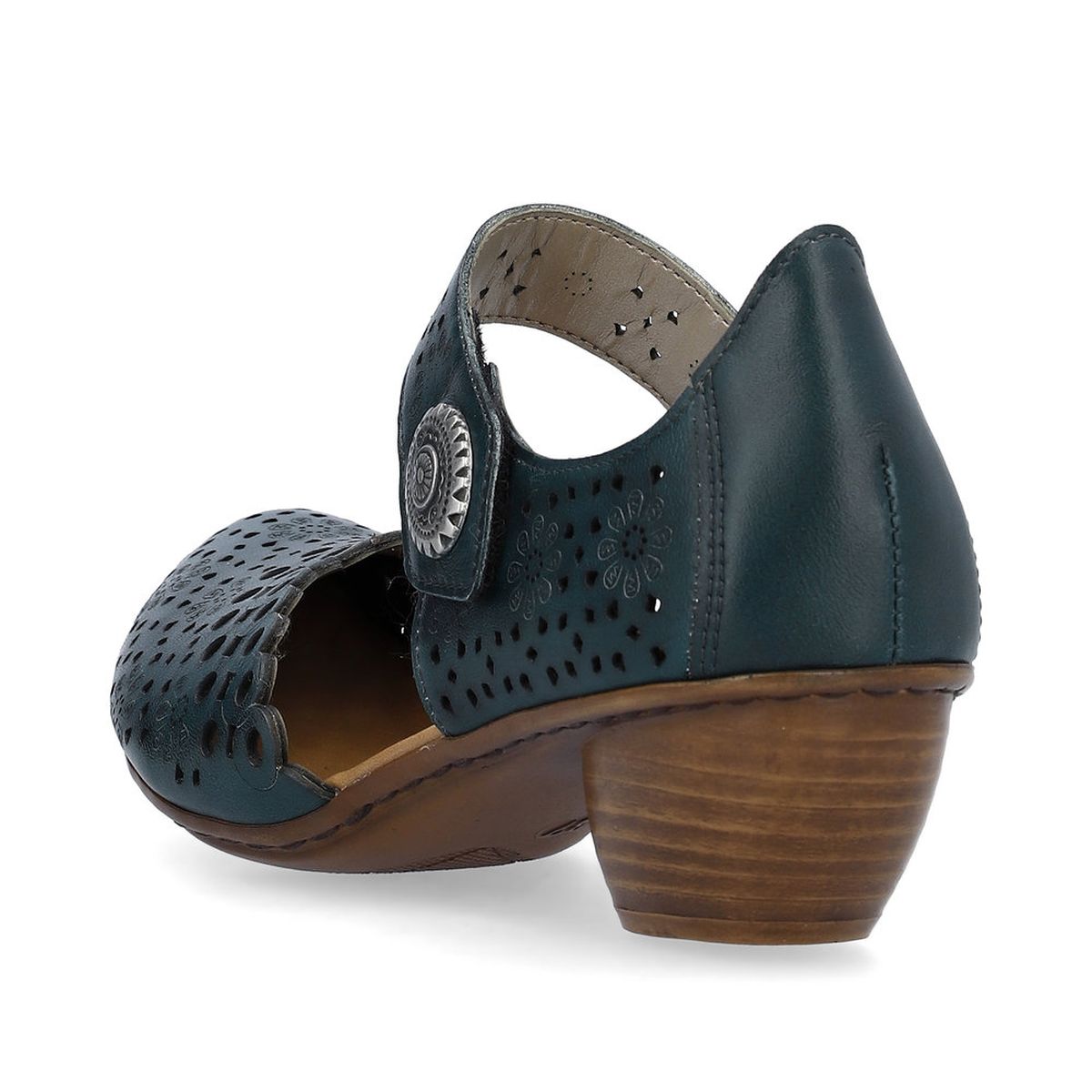 Rieker 43753-13 Women’s Alula Leather Strap Summer Shoes Petrol