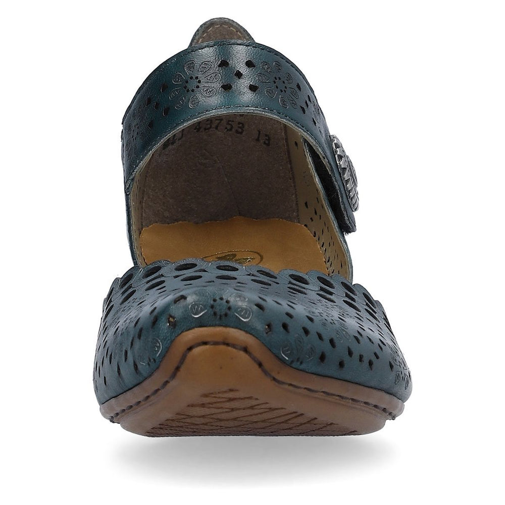 Rieker 43753-13 Women’s Alula Leather Strap Summer Shoes Petrol