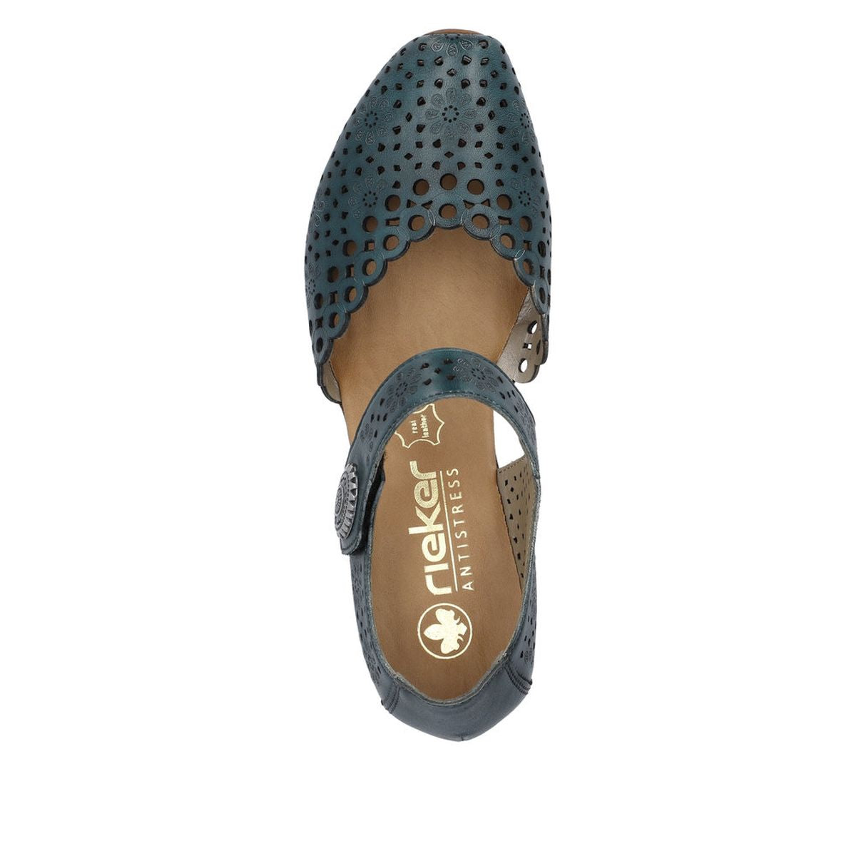 Rieker 43753-13 Women’s Alula Leather Strap Summer Shoes Petrol