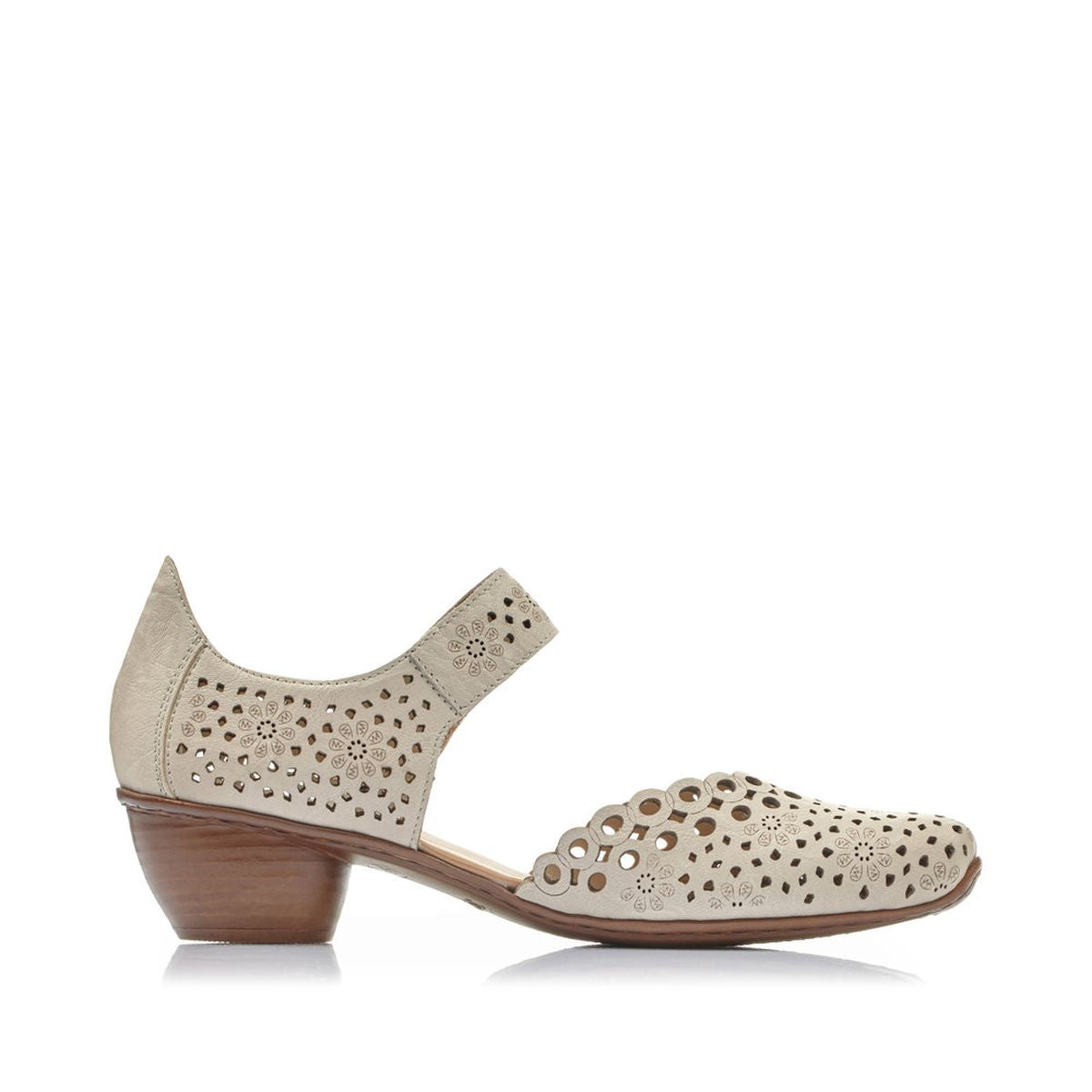 Rieker 43753-60 Women’s Alula Leather Strap Summer Shoes Beige