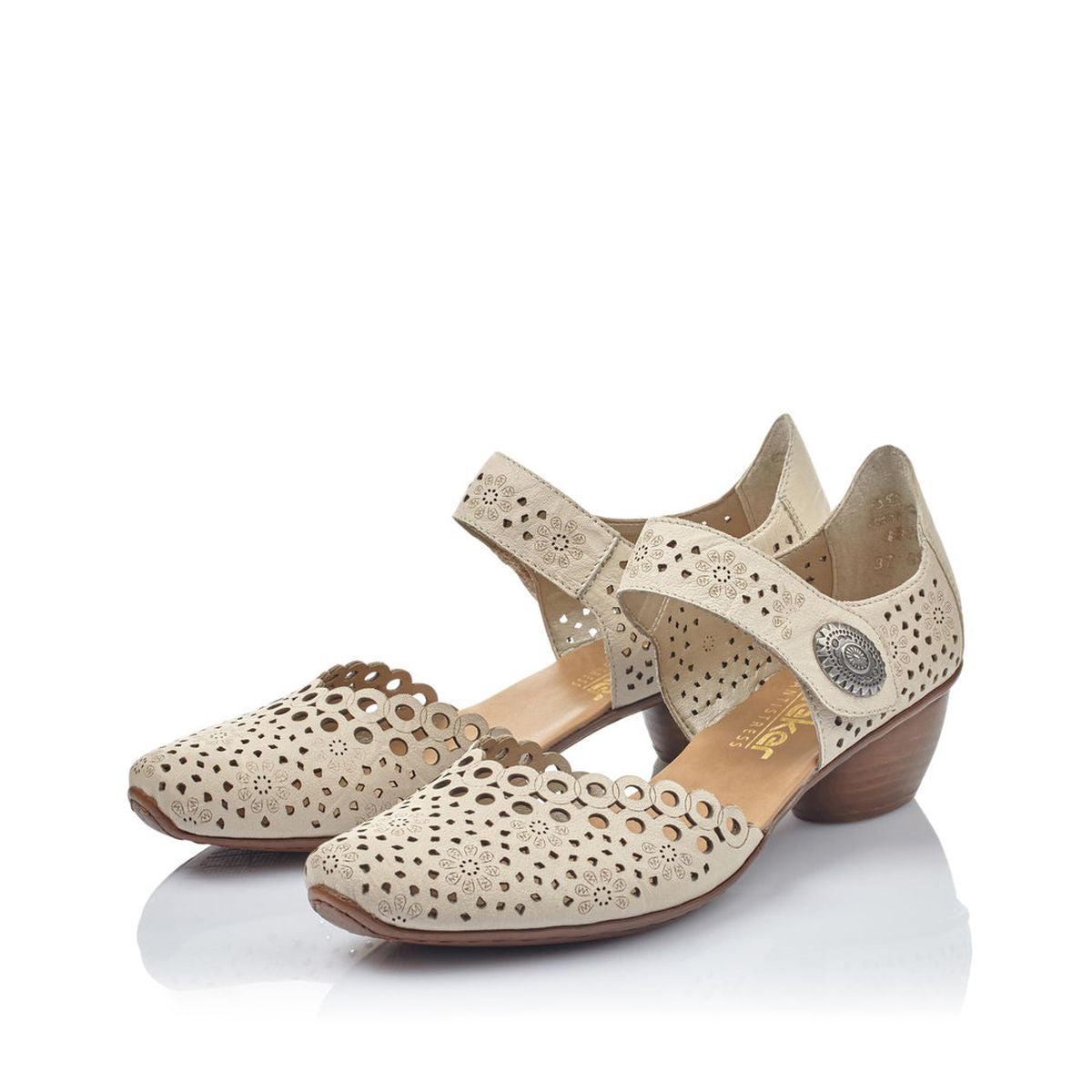 Rieker 43753-60 Women’s Alula Leather Strap Summer Shoes Beige