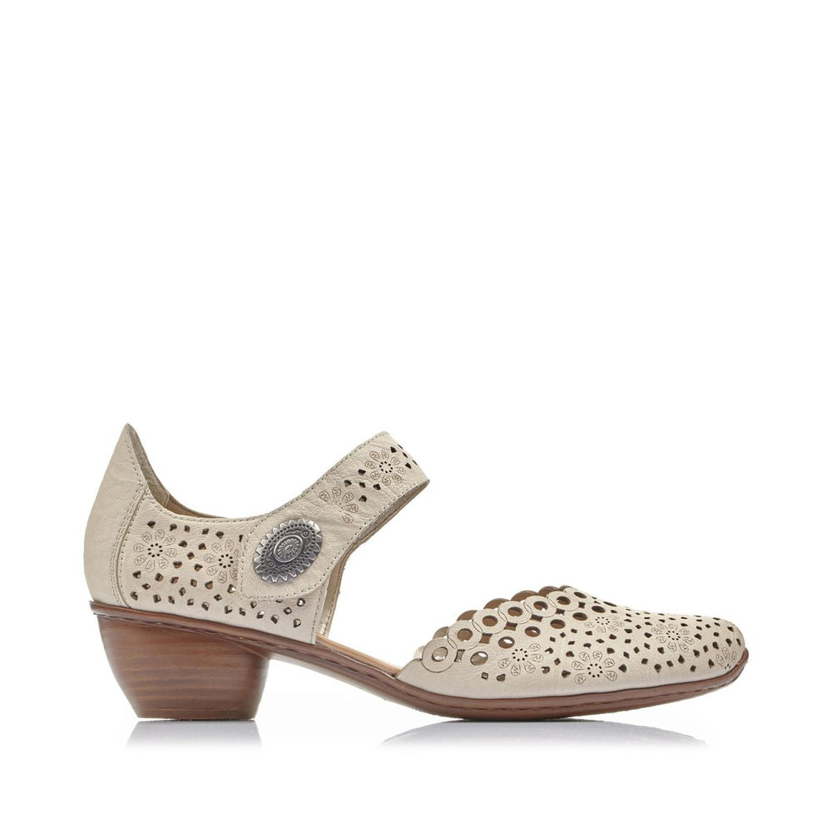 Rieker 43753-60 Women’s Alula Leather Strap Summer Shoes Beige