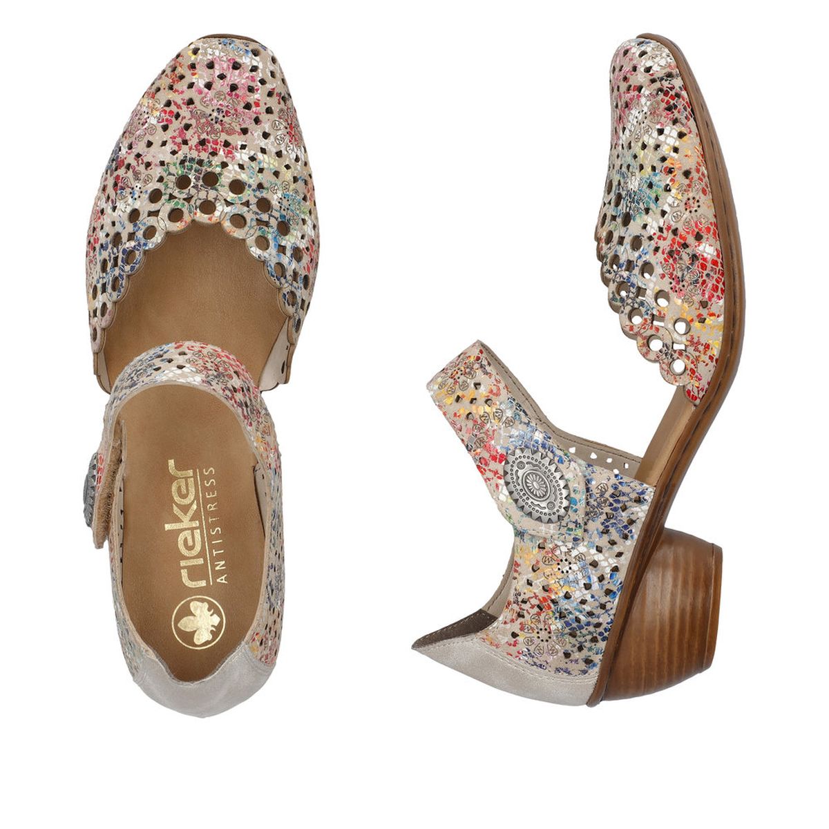 Rieker 43753-91 Women’s Alula Leather Strap Summer Shoes Multi