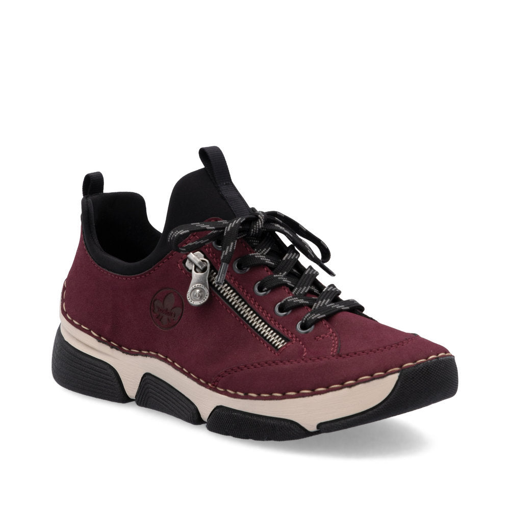 Women’s casual slip-on shoe in taupe synthetic leather with elastic collar, stitchdown sole, and 1.38-inch heel for lightweight, cushioned comfort. Style #45973-36