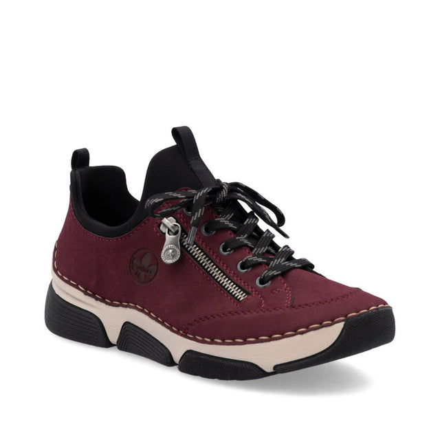 Women’s casual slip-on shoe in taupe synthetic leather with elastic collar, stitchdown sole, and 1.38-inch heel for lightweight, cushioned comfort. Style #45973-36